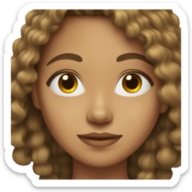 A young woman with light brown skin, black curly long hair sticker