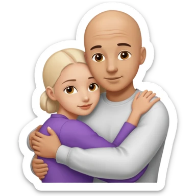 Un señor calvo con una adolescente abrazados sticker