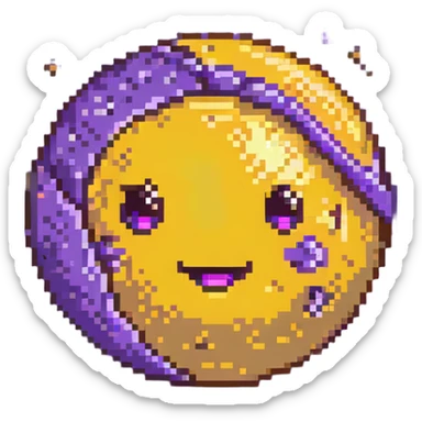 fantasy yellow planet with spots and a cute winking face sticker