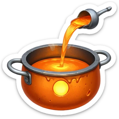 The crucible pours out metal, pixels. sticker