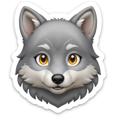 Wolf pup with soft fur and alert ears. sticker