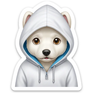 White dog wearing a hoodie  sticker