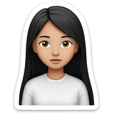 A girl in white with black long straight hair and light brown skin sticker