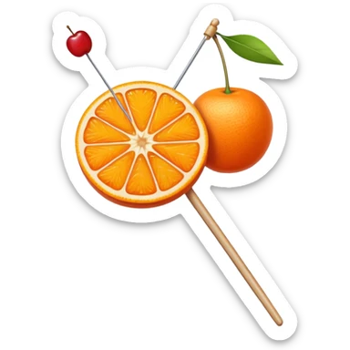 orange slice and cherry on a skewer sticker