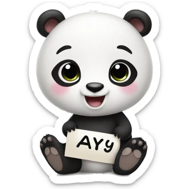 A cute panda with a sign that says yay sticker