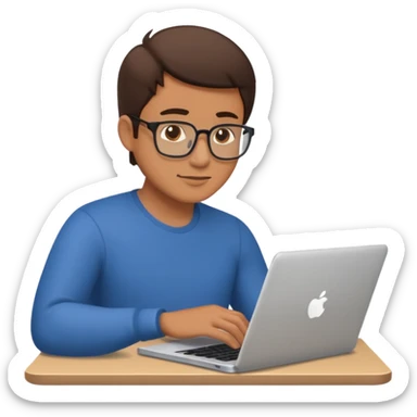 a man working on laptop sticker