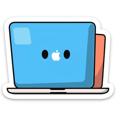 MacBook with a face in an office sticker