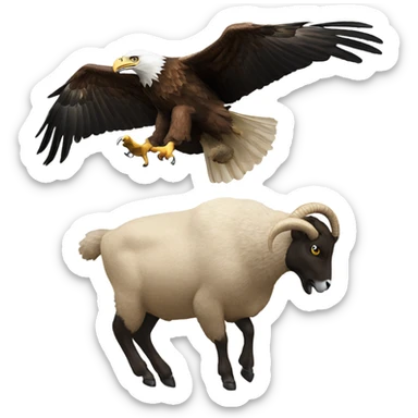 An eagle going after a ram sticker