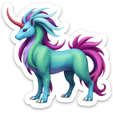 Meganium-Amaura-Suicune-Fakémon-fusion-creature (full body) sticker