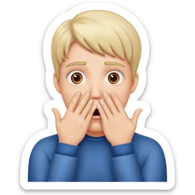 Shocked expression withe hands covering mouth sticker
