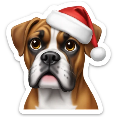 Boxer dog with Santa hat  sticker