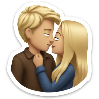 Blond man kissing a brown haired girl  sticker