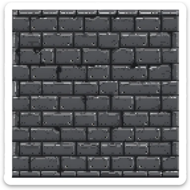 solid metal stone block wall with rivets and industrial details, very dark gray with subtle metallic highlights, 32x32 game asset background, darker version sticker