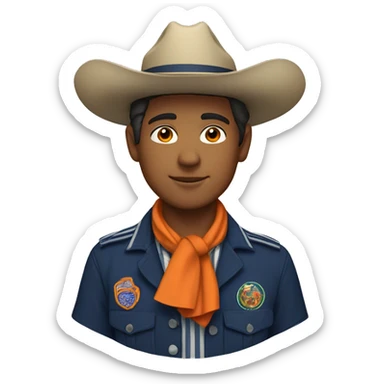 Mexican scout with navy blue camisole and blue scarf with orange stripes sticker