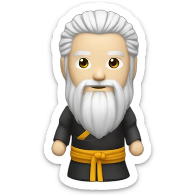chinese kung fu master long white hair and beard sticker