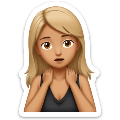 Girl crashing out with hands on neck  sticker