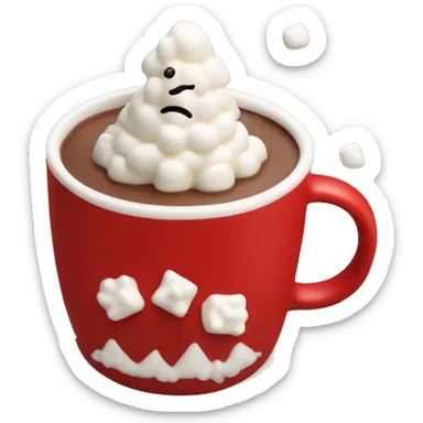 Hot chocolate in red Christmas mug with tiny marshmallows  sticker