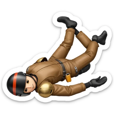 a motorcyclist lying on the ground who has just fallen sticker