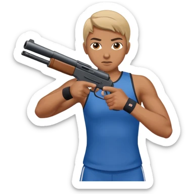 athlete with gun shooting, in olymoics sticker