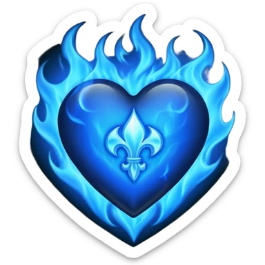 black heart with blue flames surrounding the perimiter  sticker