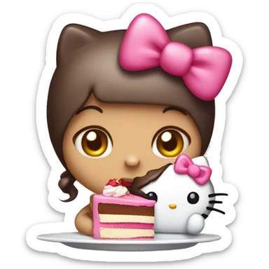 Cute hello kitty eating a cake  sticker