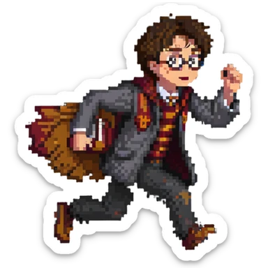 Harry Potter running urgently without any wand sticker