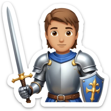 brave knight with shining armor and sword sticker