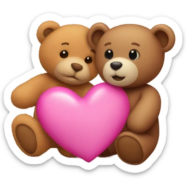 Pink heart and teddy bear sticker