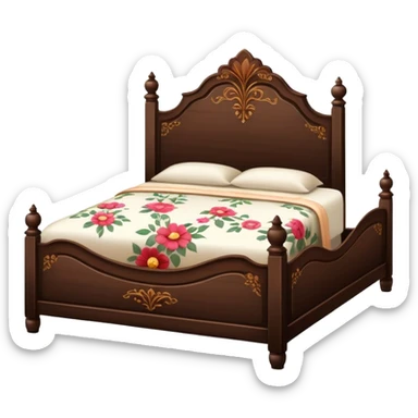 BLACKES BROWN  WOOD Vintage bed with flower design sticker