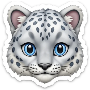 Deformed cute Snow leopard-Eyes are long and blue sticker
