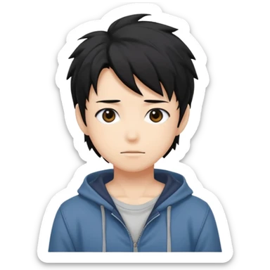 Anime figure Tokyo with messy black hair sticker