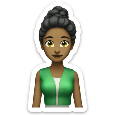 mujer pelo negro,  ojos verdes y espejuelos,  rellenita sticker