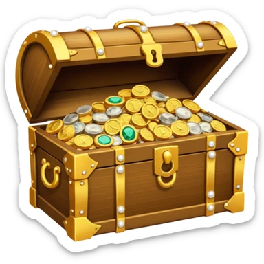 a treasure chest overflowing with Arab currency sticker