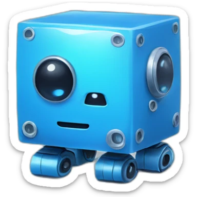 cute blue cubic robot sticker