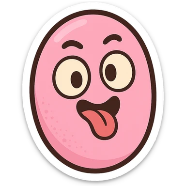 single pink pastille candy, soft rounded shape, subtle shading, minimal details, icon style sticker