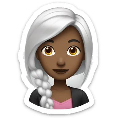 Girl with half black half white hair sticker