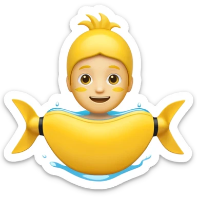 Pleading Face Emoji with swimming fins sticker