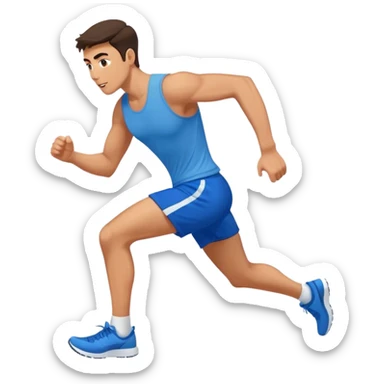 brunette fit man with blue shorts running very fast sticker