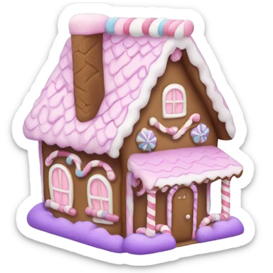 pastel pink and purple gingerbread house  sticker