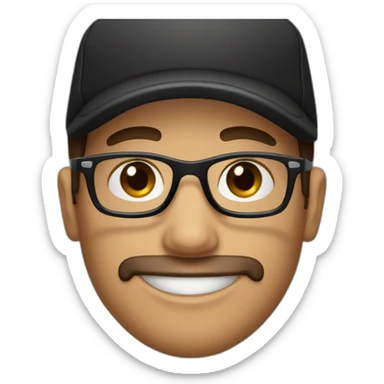 barista with black hat and glasses and brown hair sticker