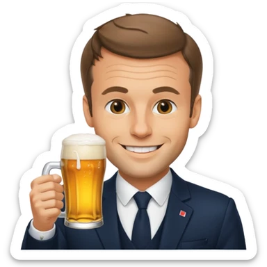 Macron qui boie une biere sticker