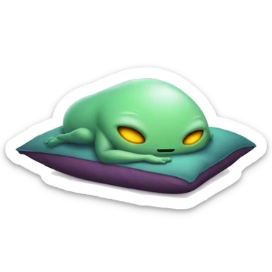 Alien is sleeping on pillow  sticker