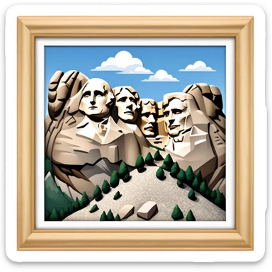 Mount Rushmore Landmark Emoji – Displaying the carved faces of four U.S. presidents in the granite mountainside. sticker