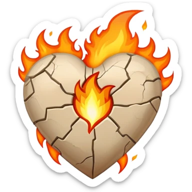 Beige heart with fire  sticker