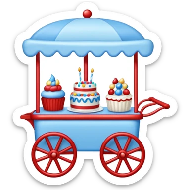 cake cart 98% blue 2% red sticker