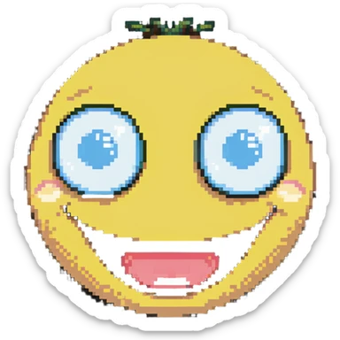 goofy cross-eyed face with big smile sticker
