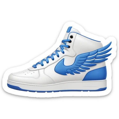 minimalist white winged sneakers, mid air as if they are flying sticker