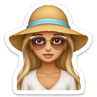 pretty girl with long hair and highlights makeup 🐬 at the beach. 🏝️ sticker