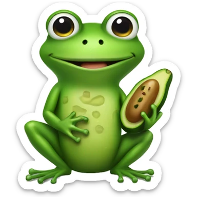 Frog holding a pickle in its hands  sticker