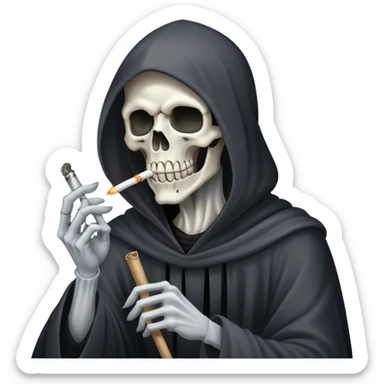 grim reaper smoking weed with loads of smoke sticker